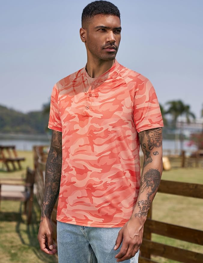 TAPULCO Mens Collarless Golf Shirts Short Sleeve Dry Fit Stretch Casual - Image 4