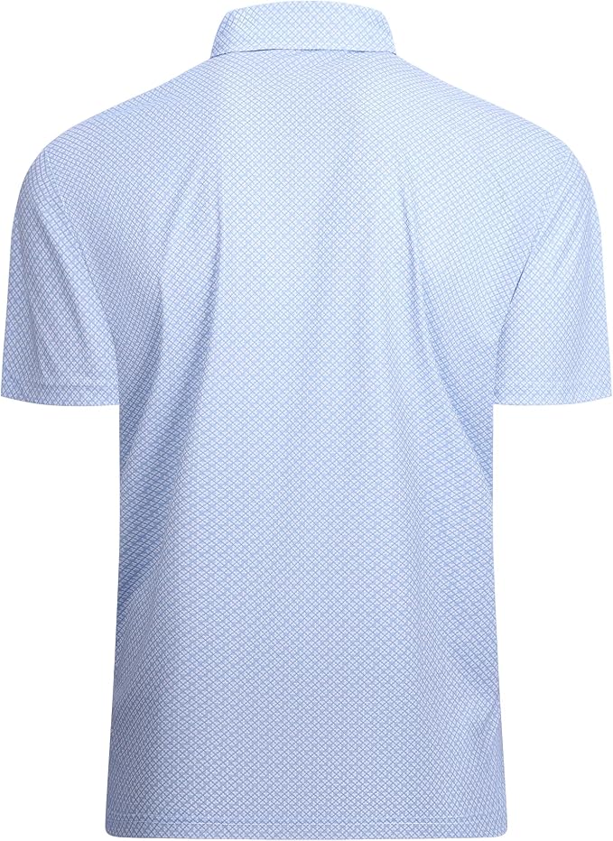 Alex Vando Mens Golf Shirt Moisture Wicking Classic Print Golf Shirts - Image 2