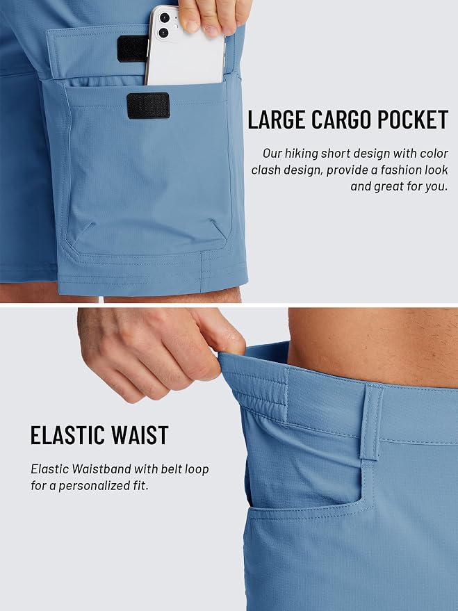 TACVASEN Men's Summer Outdoor Shorts Quick Dry Cargo Casual Work Hiking Shorts - Image 4