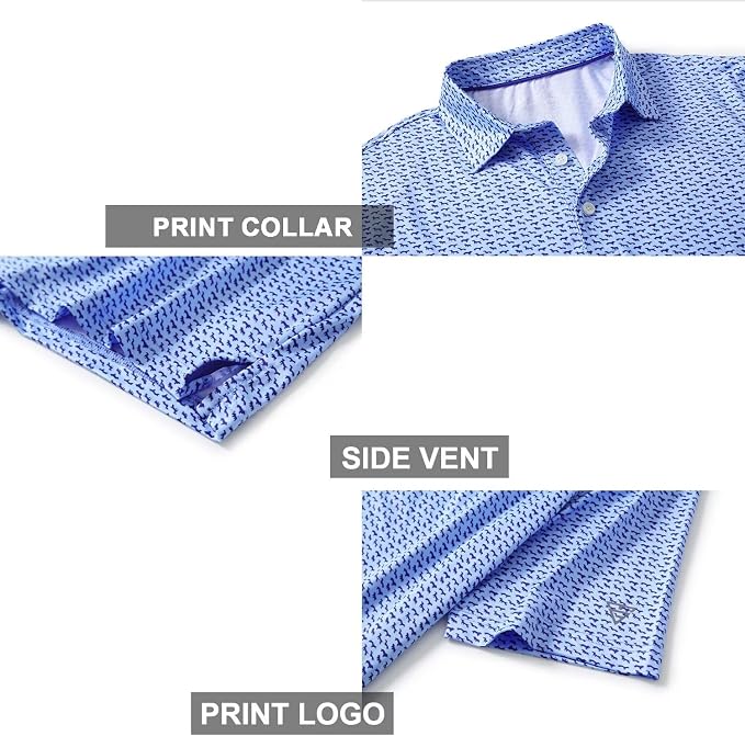 Golf Shirts for Men Dry Fit Short Sleeve Print Performance Moisture Wicking - Image 4