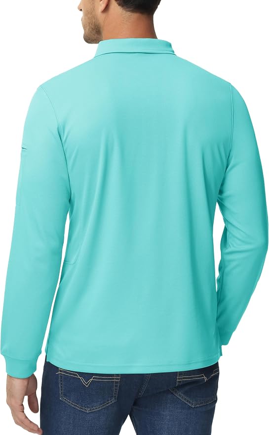 MAGCOMSEN Men's Polo Shirts 3 Button Quick Dry Performance Long Sleeve Tactical - Image 5