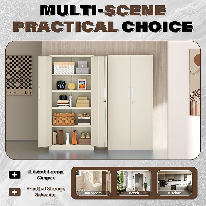 Incbruce 72” Metal Storage Cabinet, Locking Steel Storage Cabinets - Image 7
