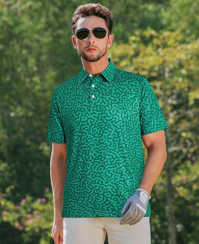 zeetoo Men's Polo Shirts Hawaiian Golf Polos Shirts Short Sleeve Performance - Image 4