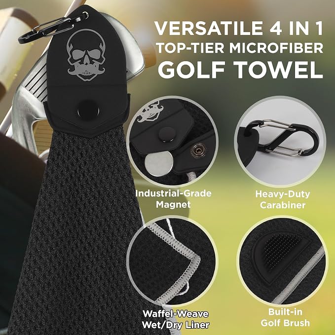 Magnetic Golf Towel Microfiber Golf Towel | Ultra Absorbant Waffle Pattern | - Image 3