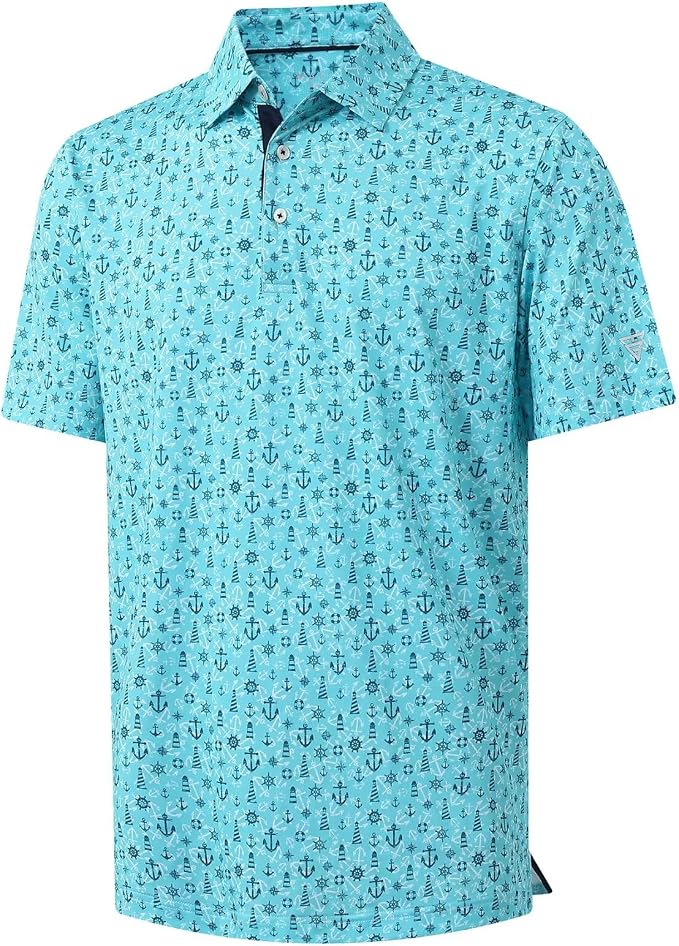 M MAELREG Mens Golf Shirt Short Sleeve Dry Fit Print Moisture Wicking by MAELREG