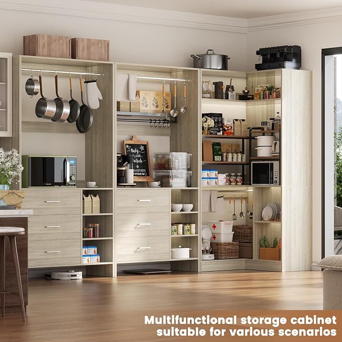 Aheaplus Closet System with 6 Drawers, 4 Hanging Rods & Corner Tower, Corner - Image 6