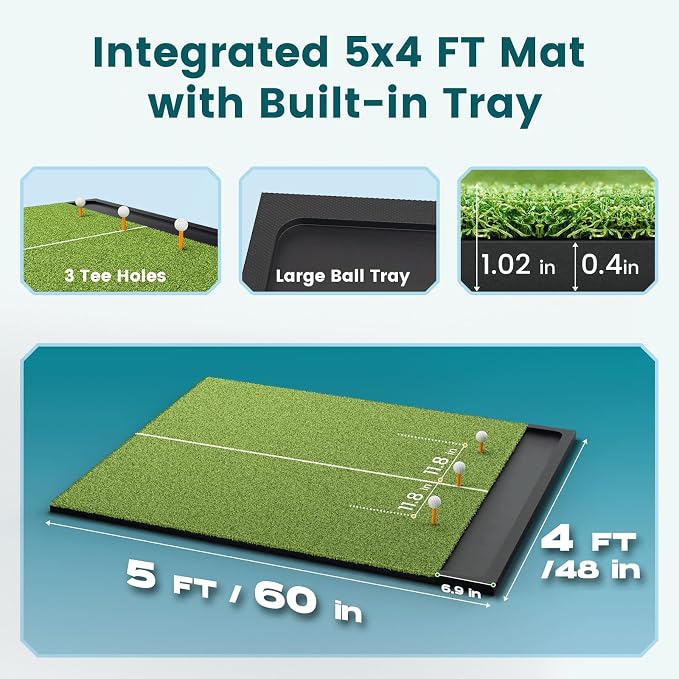 Golf Hitting Mat with Ball Tray, 5x4 / 6x4 ft, 26mm / 31mm Thick, Pro & Elite - Image 4