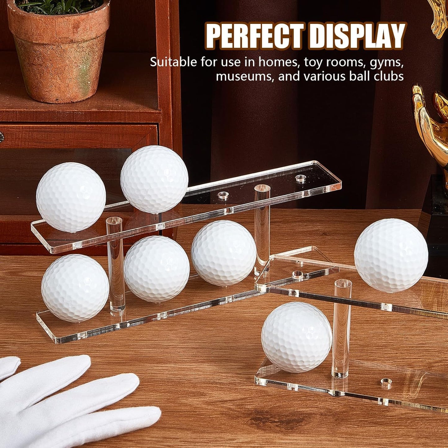 1 Pc Golf Ball Display Rack 8 Balls Clear Acrylic Golf Case Holder Small Table Tennis Display Stand Shelf Double Layer