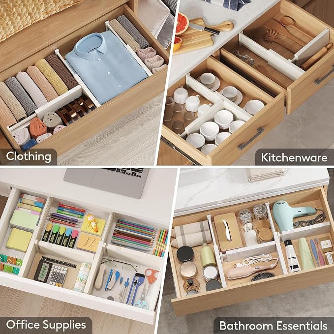 Lifewit 16 Pack Drawer Dividers 4" High, 11-17" Adjustable Drawer Organizers - Image 8