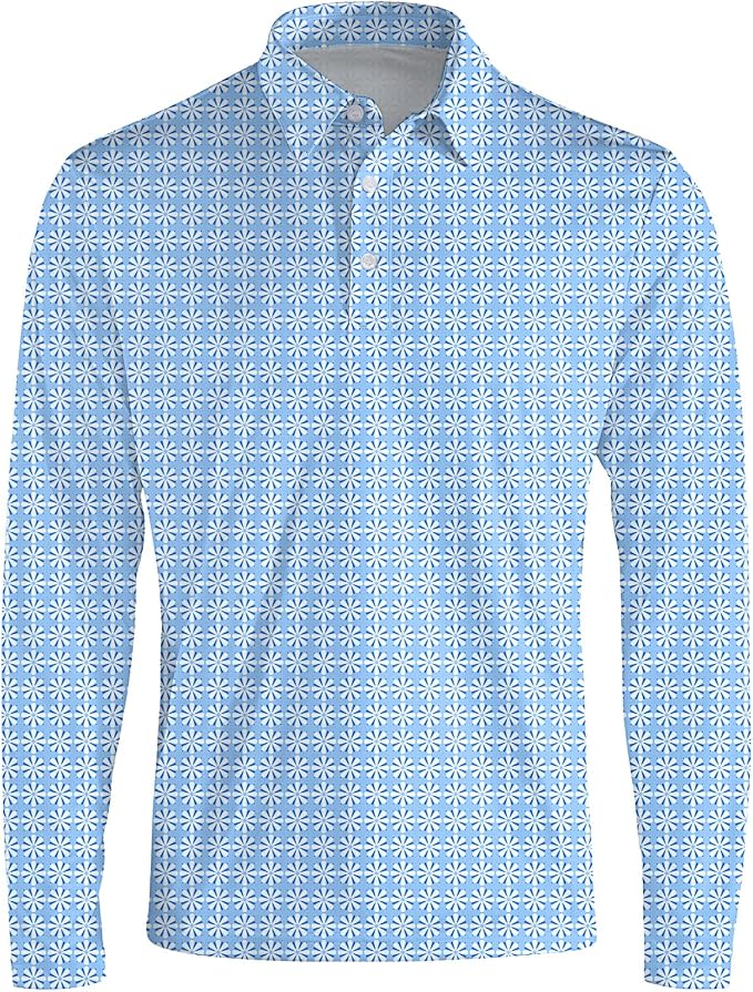 Men's Long Sleeve Golf Shirt Quick Dry 3 Button Work Fishing Outdoor Casual - Image 3