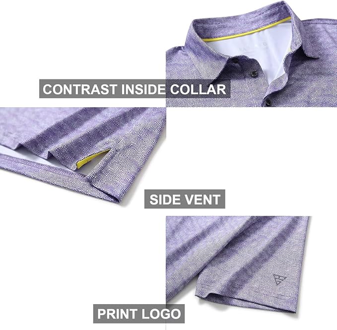 Golf Shirts for Men Dry Fit Short Sleeve Print Performance Moisture Wicking - Image 4