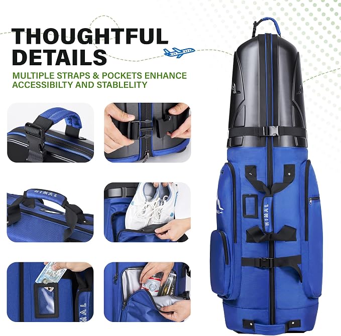 Golf Travel Bag with Hard Case Top, 1680D Heavy Duty Oxford Golf Club Travel - Image 4