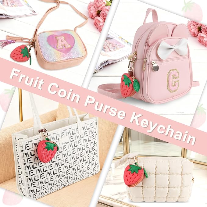 XSUIOY Orange Fruit Coin Purse Keychain Bag Charm, Mini Leather Coin Purse & - Image 5