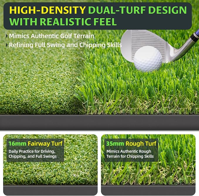 Bltend Dual Turf Golf Mat 31mm: 5x5ft/5x4ft Heavy-Duty Golf Hitting Mats - Image 2