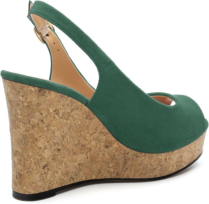 Womens Wedge Platform Sandals Peep Open Toe Slingback Buckle High Heel Dress - Image 5