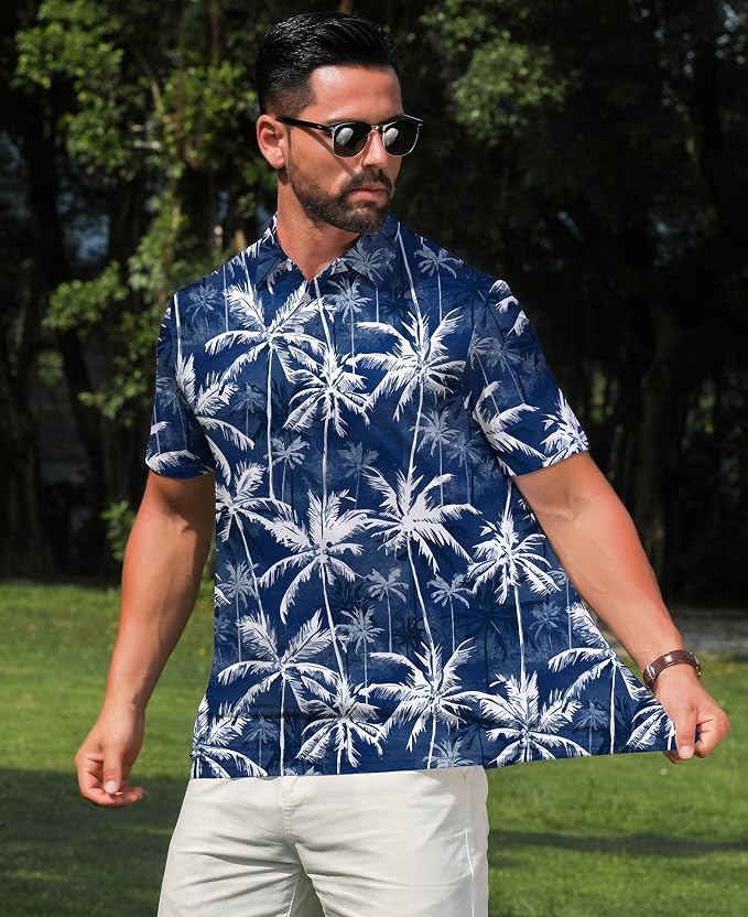 zeetoo Men's Polo Shirts Hawaiian Golf Polos Shirts Short Sleeve Performance - Image 4