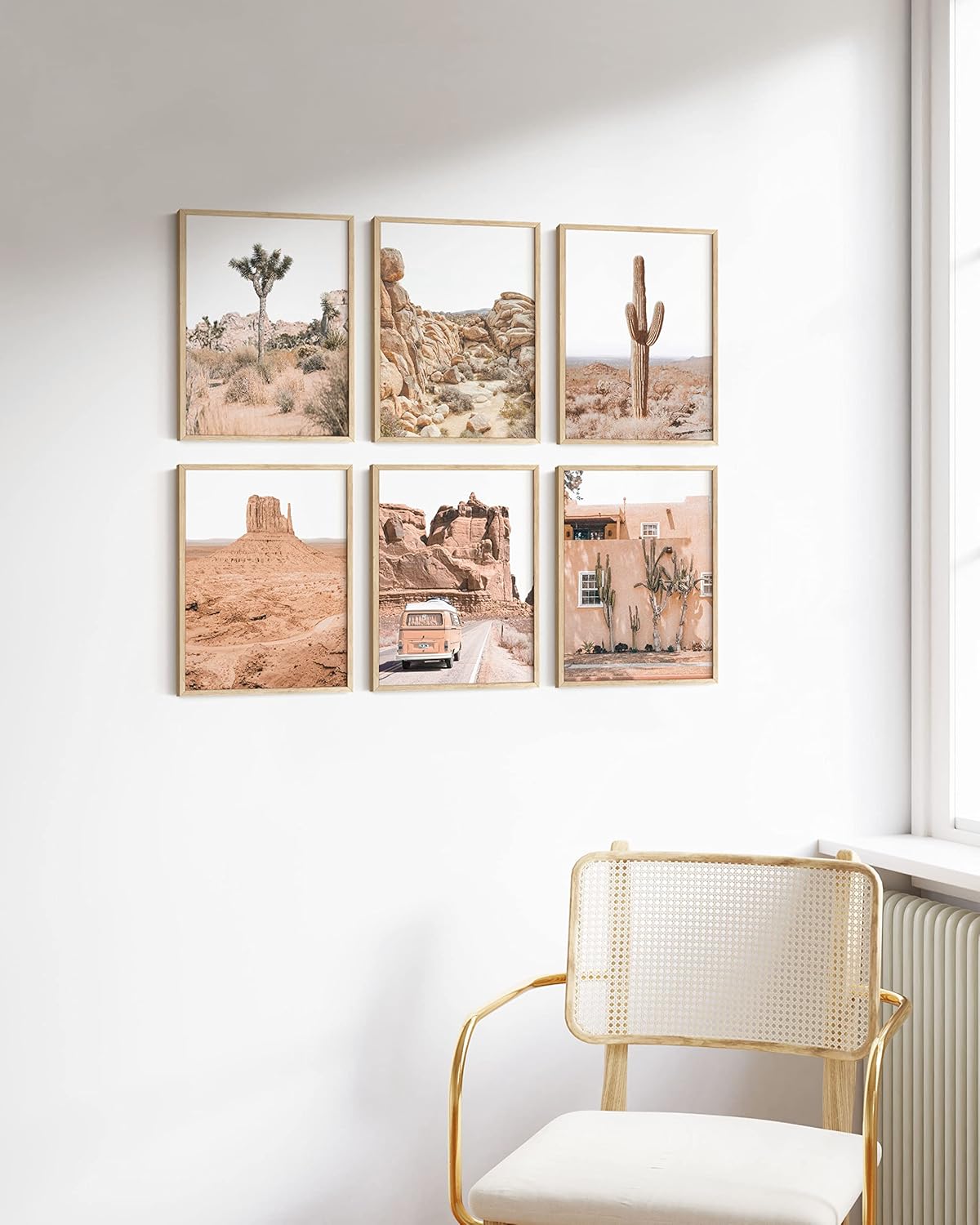 HAUS AND HUES Desert Succulent Wall Art & Botanical Prints, Set of 6 Botanical Art Set & Cactus Art Print, Desert Wall Art (Beige Frame, 8x10)