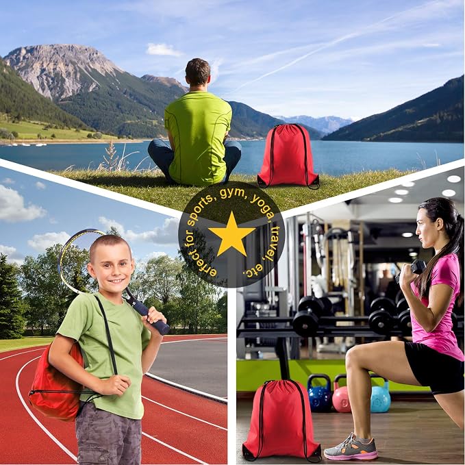 KUUQA 100Pcs Red Drawstring Backpack Bag Sack Drawstring Bags Bulk String Bags - Image 6