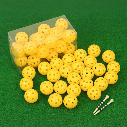 26 Pack Practice Golf Balls, 41mm Hollow Airflow Plastic Golf Balls with Golf Tees, for Indoor Outdoor Driving Range Backyard Swing Practice