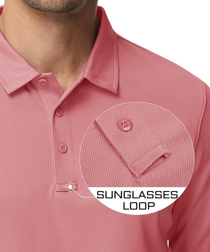 MAGCOMSEN Men's Polo Shirts 3 Button Quick Dry Performance Long Sleeve Tactical - Image 3
