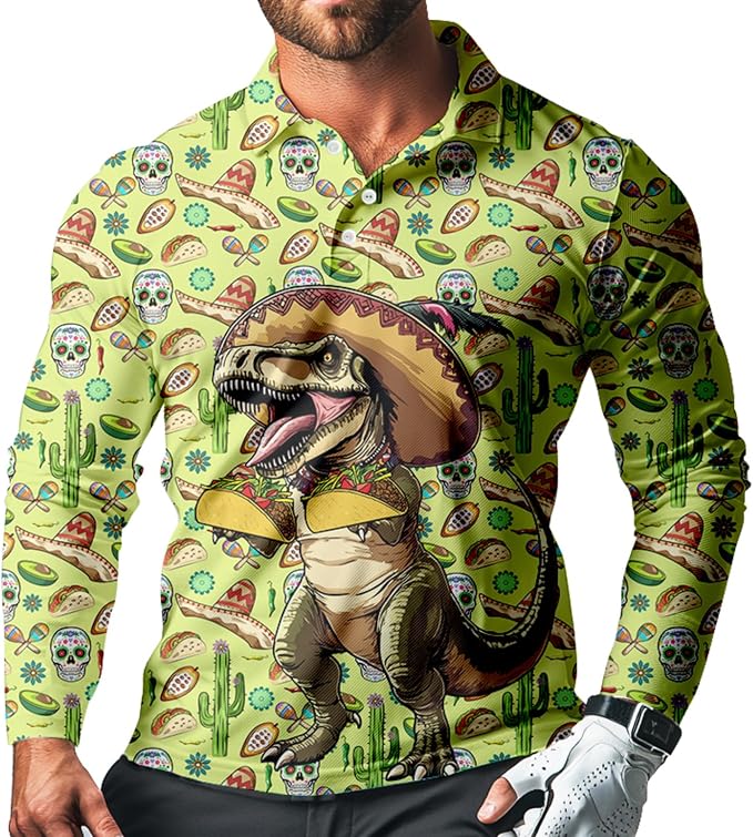Men's Long Sleeve Golf Shirt Quick Dry 3 Button Work Fishing Outdoor Casual - Image 3