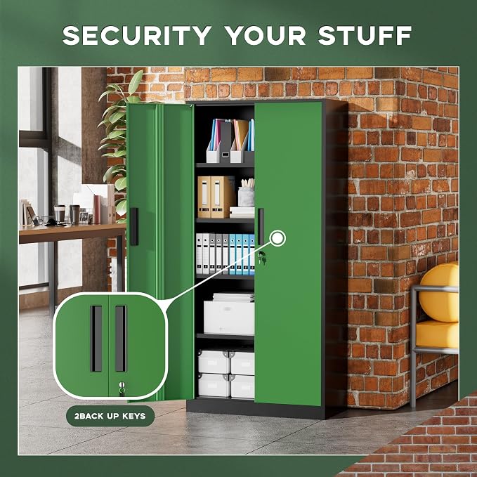 Greenvelly Metal Garage Storage Cabinet, Tall Cabinets - Image 4