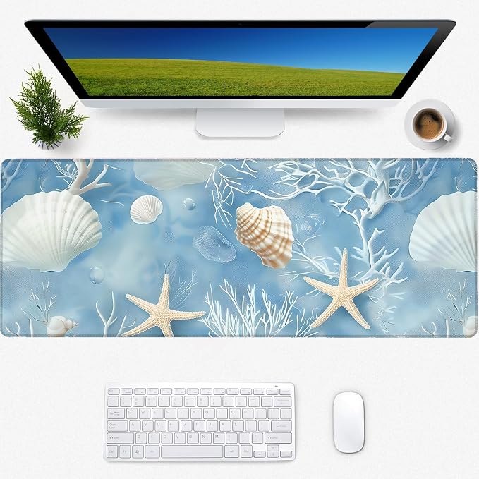Starfish Coral Ocean Gaming Mouse Pad, Desk Mat, Non-Slip Rubber Base Cool by Zeleda