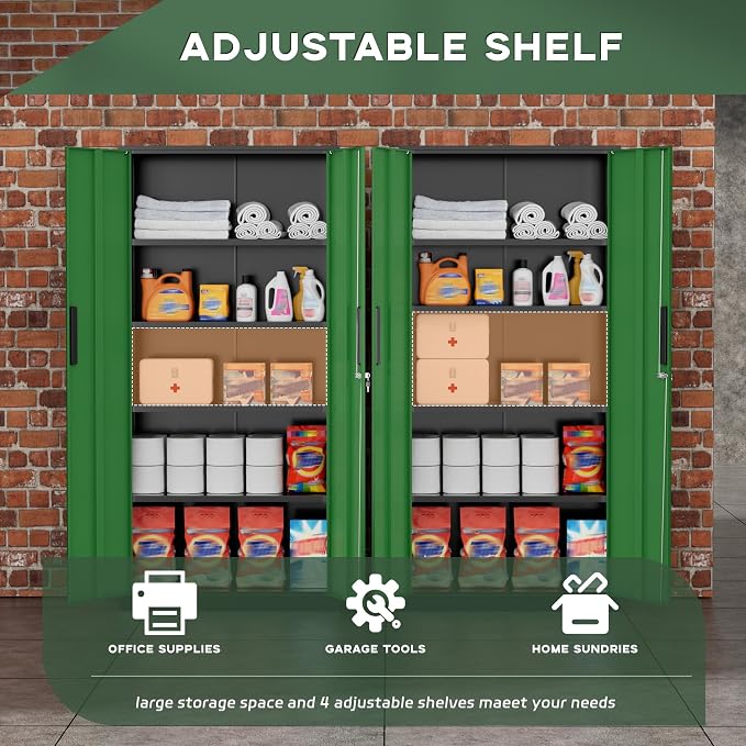 Greenvelly Metal Garage Storage Cabinet, Tall Cabinets - Image 5