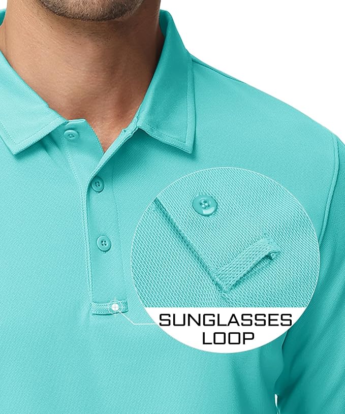 MAGCOMSEN Men's Polo Shirts 3 Button Quick Dry Performance Long Sleeve Tactical - Image 3