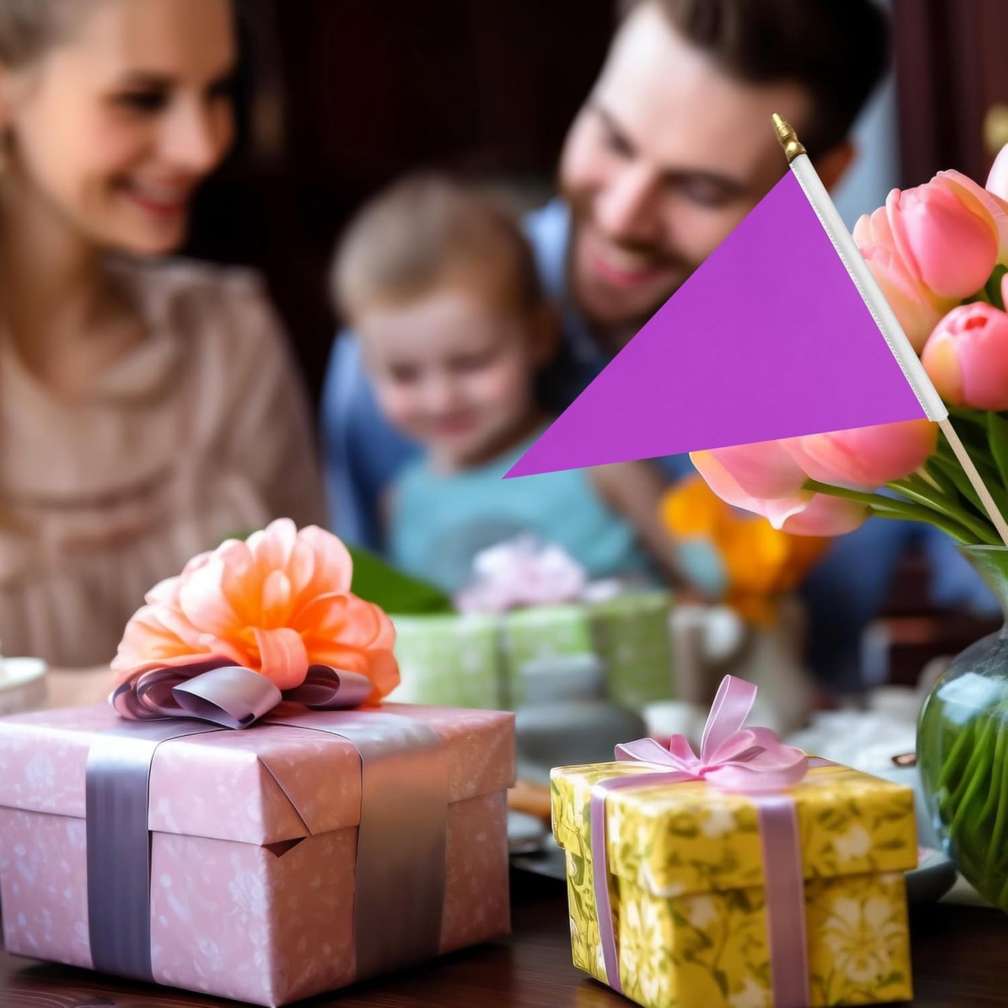 20 Pack Solid Color Purple Blank Pennant Flags on Wood Stick Small Mini Plain DIY Graffiti Flags,Decorations for Parades,Grand Opening,Kids Birthday,Sports Clubs,5x8 Inch