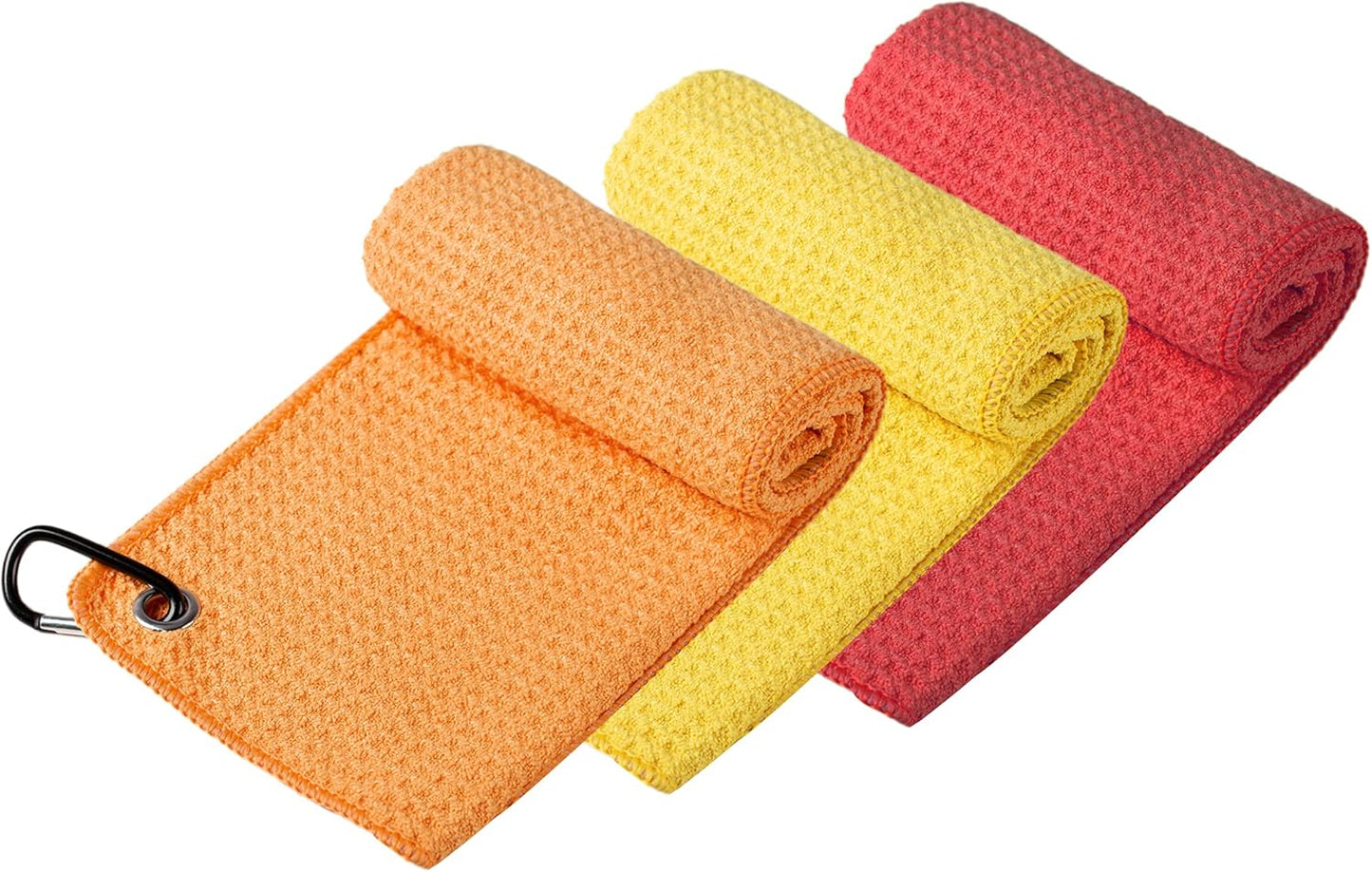 Handy Picks Microfiber Golf Towel (16" X 16") with Carabiner Clip, Waffle Pattern Golf Towel Hook and Loop Fastener - The Convenient Golf Cleaning Towel