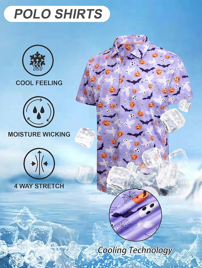 Esabel.C Golf Shirts for Men Dry Fit Performance Short Sleeve Print Moisture - Image 4