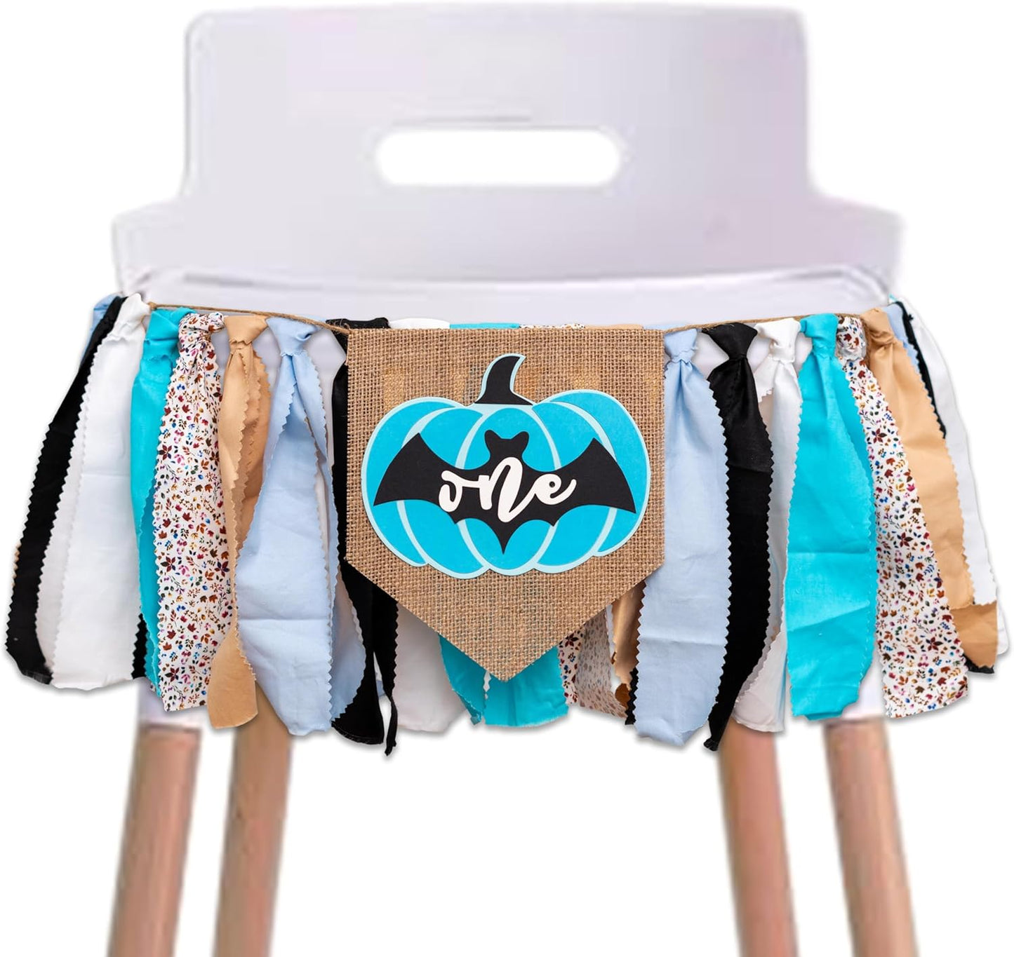 Halloween Spooky Pumpkin One High Chair Banner - Thanksgiving Halloween Theme Fall Pumpkin First Birthday Party Decorations Supplies High Chair Banner, Spooky Bat Sign 1st Birthday Party Banner