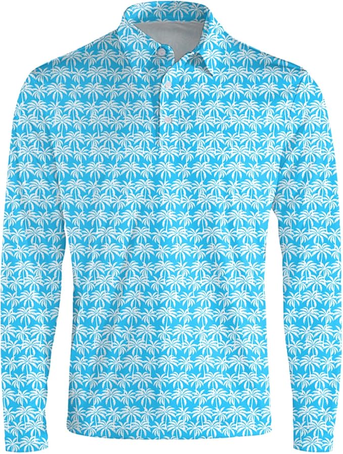 Men's Long Sleeve Golf Shirt Quick Dry 3 Button Work Fishing Outdoor Casual - Image 3