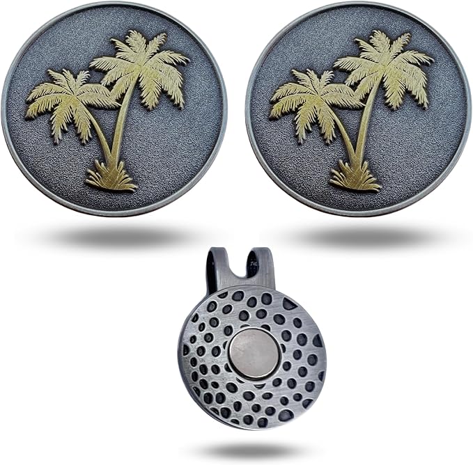 Full Metal Markers Palm Tree Unique Magnetic Metal Golf Ball Marker Accessory by FullMetalMarkers