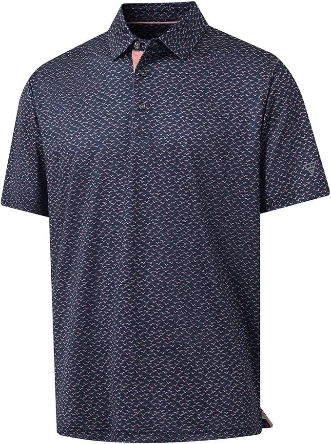 M MAELREG Mens Golf Shirt Short Sleeve Dry Fit Print Moisture Wicking by MAELREG