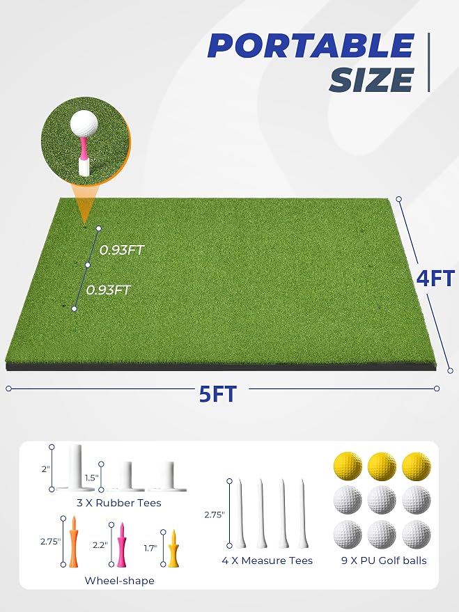 Golf Hitting Mat 5×4ft, Thickened 21/31mm Golf Practice Mat - Image 3