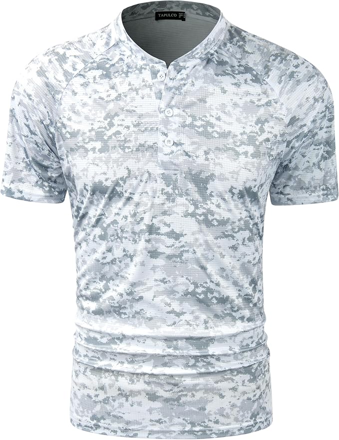 TAPULCO Mens Collarless Golf Shirts Short Sleeve Dry Fit Stretch Casual by TAPULCO