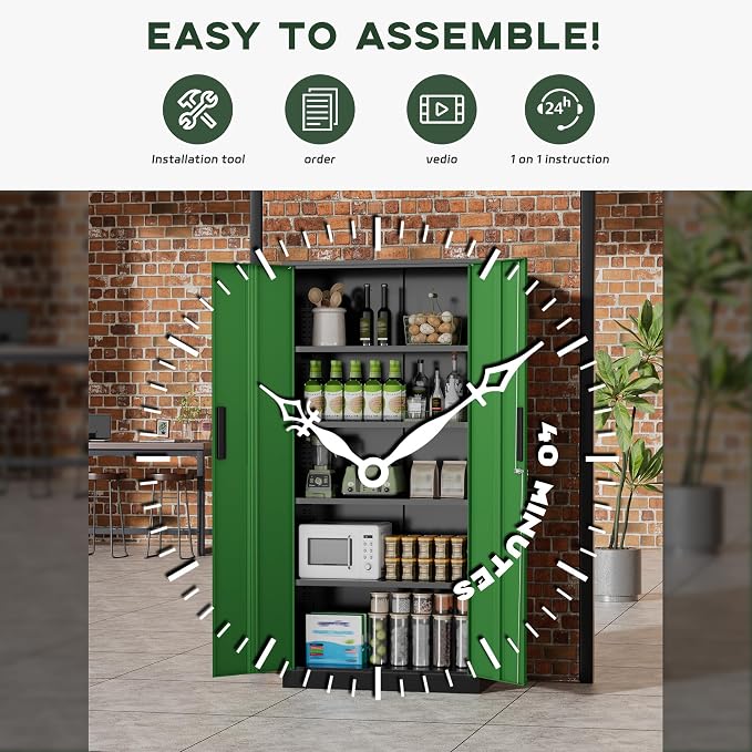 Greenvelly Metal Garage Storage Cabinet, Tall Cabinets - Image 6