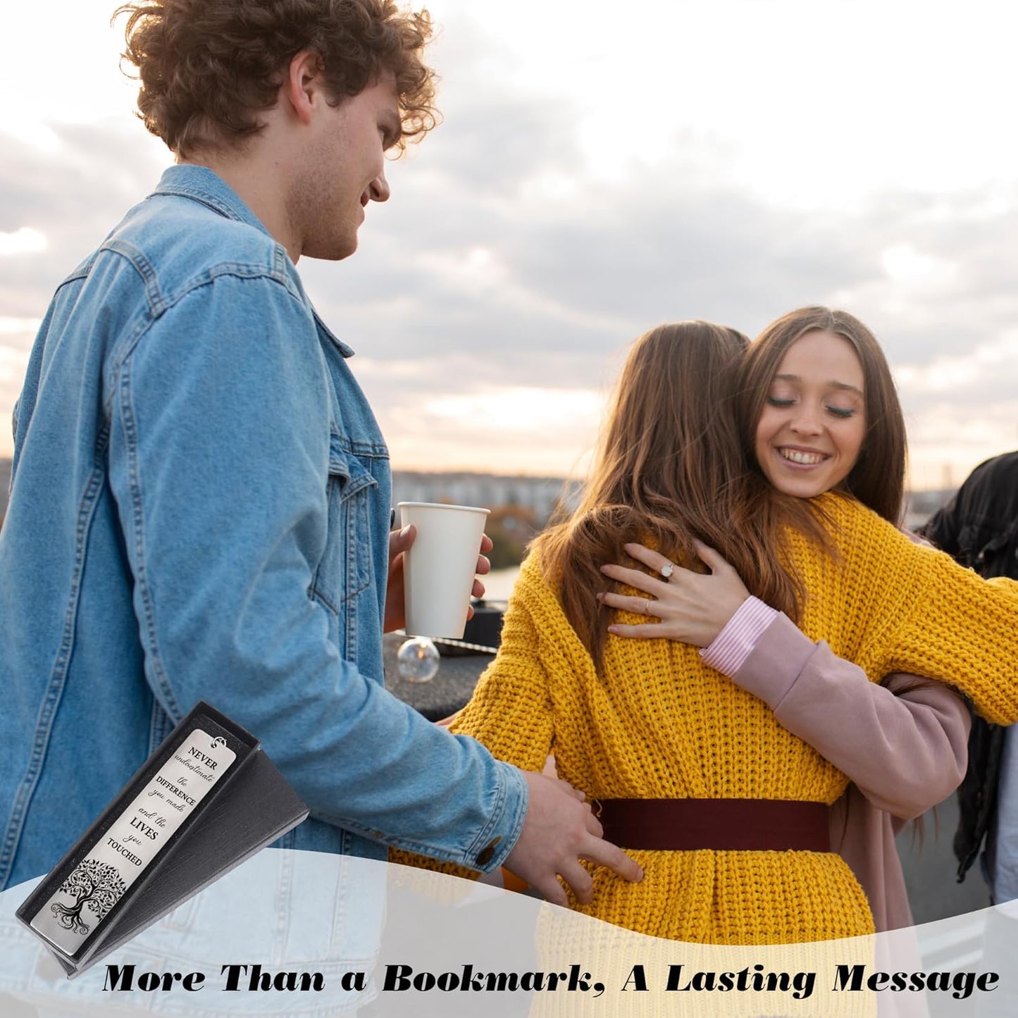 Inspirational Bookmark Gifts for Women Men - Metal Thank You Bookmarks with Never Underestimate The Difference Quote, Leaving Present for Colleagues Teacher Employees