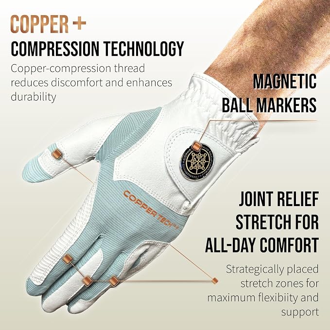 Copper Tech Golf Gloves Men Right Handed Golfer or Left Handed Golfer | Copper - Image 2