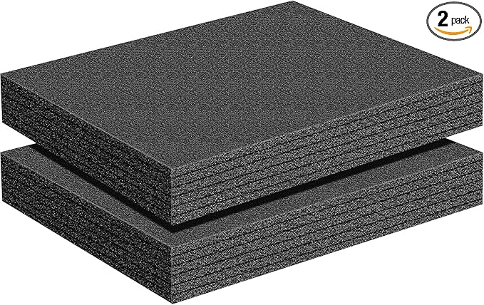 Treela 2 Pcs Customizable Polyethylene Foam Sheets 16x12x2" Black Thick by Treela