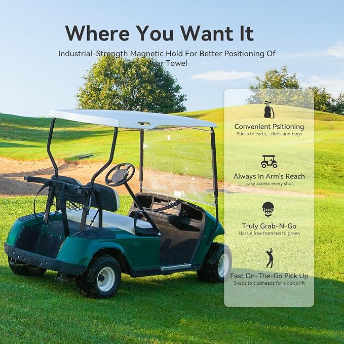 Magnetic Golf Towel with Clip and Cleaning Pocket -Ideal - Image 3