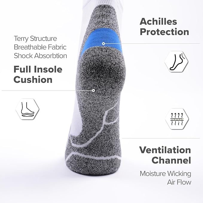 Tactia Full Cushion Compression Socks Men, Coolmax No-Blister Wicking Padded - Image 3