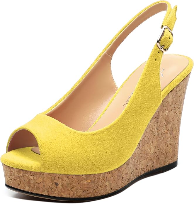 Womens Wedge Platform Sandals Peep Open Toe Slingback Buckle High Heel Dress by zasudxie