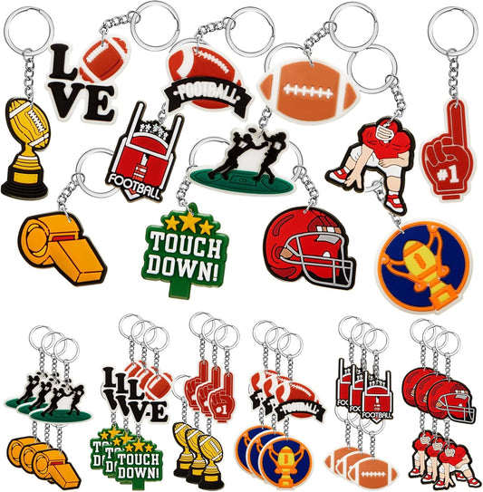 Batiyeer 36 Pack Football Keychains Bulk Party Favors Sports Ball Key Chains Funny Keyring Gifts for Birthday Supplies