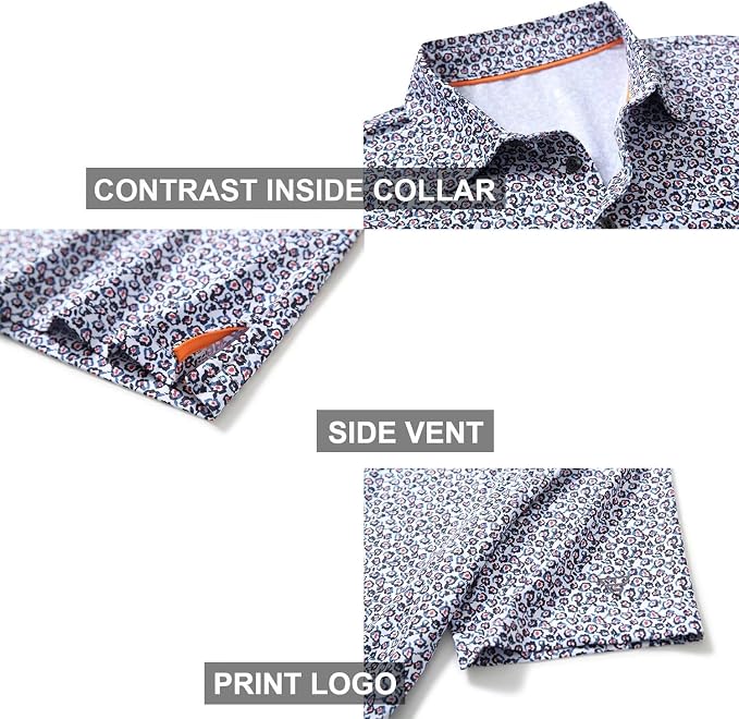 Golf Shirts for Men Dry Fit Short Sleeve Print Performance Moisture Wicking - Image 4