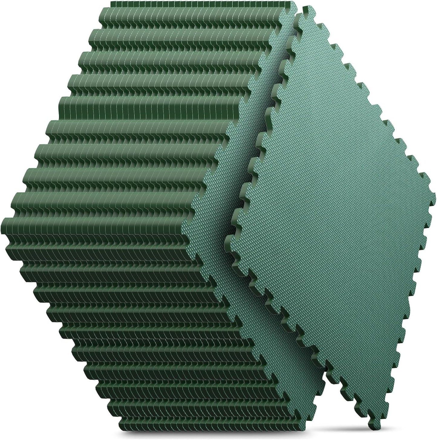 Home Gym Mat, Puzzle Exercise Mat, EVA Interlocking Foam Floor Tiles for Home Workout Equipment and Kids' Play Areas - Blue, 24 in x 24 in x ½ in - (Green, 32 Pack(128 SQ FT))