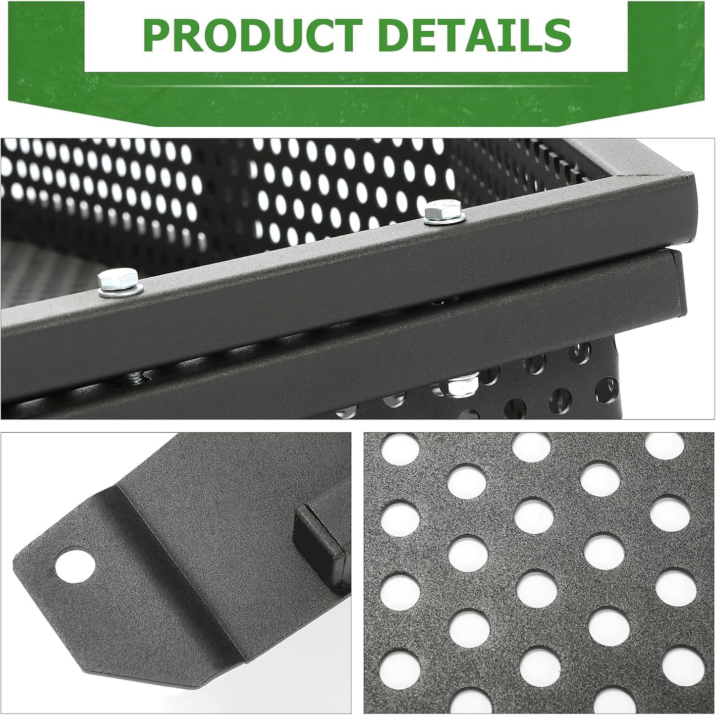 HECASA Black Front Clay Outer Cargo Basket w/Mounting Brackets Compatible with Club Car DS Golf Cart Gas & Electric Models (Hardware Included)