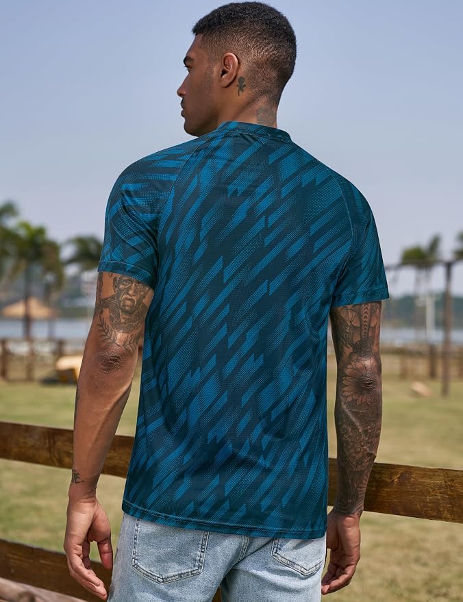 TAPULCO Mens Collarless Golf Shirts Short Sleeve Dry Fit Stretch Casual - Image 4